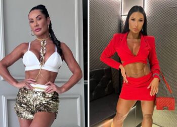 Scheila Carvalho mostra corpo sarado e é comparada com Gracyanne Barbosa