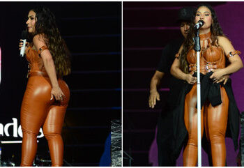 Calça de Simone rasga durante show e cantora improvisa look