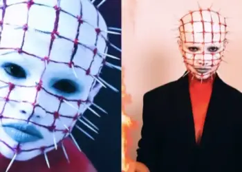 Juliette capricha no visual de Halloween e aparece como Pinhead, do filme “Hellraiser”