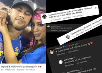 Neymar elogia Anitta e web reage: ‘não força, papai Ney’